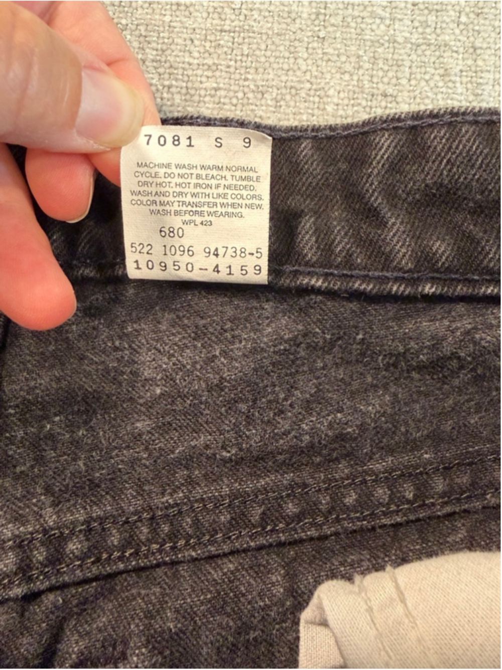 Levi’s 950 vintage 90s orange tag black wash relaxed tapered women’s size 11 - Picture 9 of 11